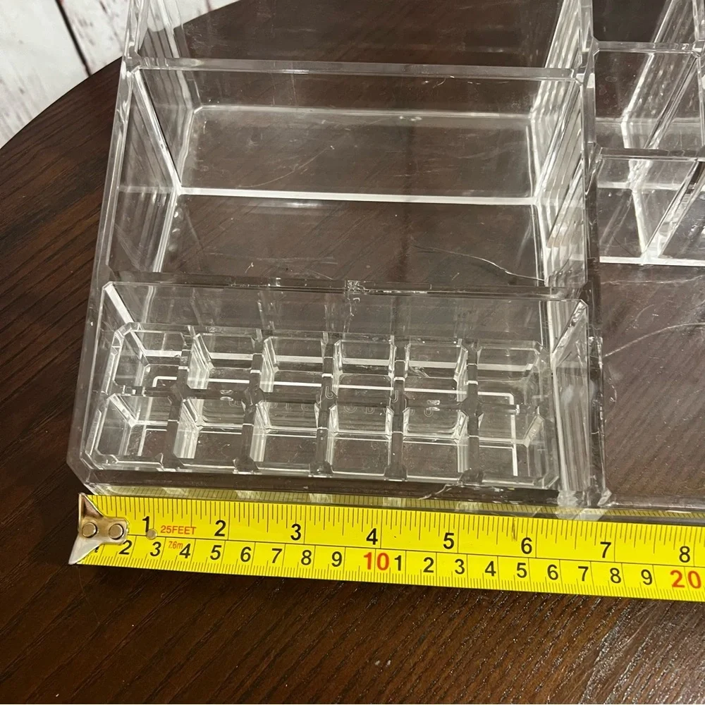 Clear Thick Acrylic Makeup Organizer lot of 5 - Multi-Compartment